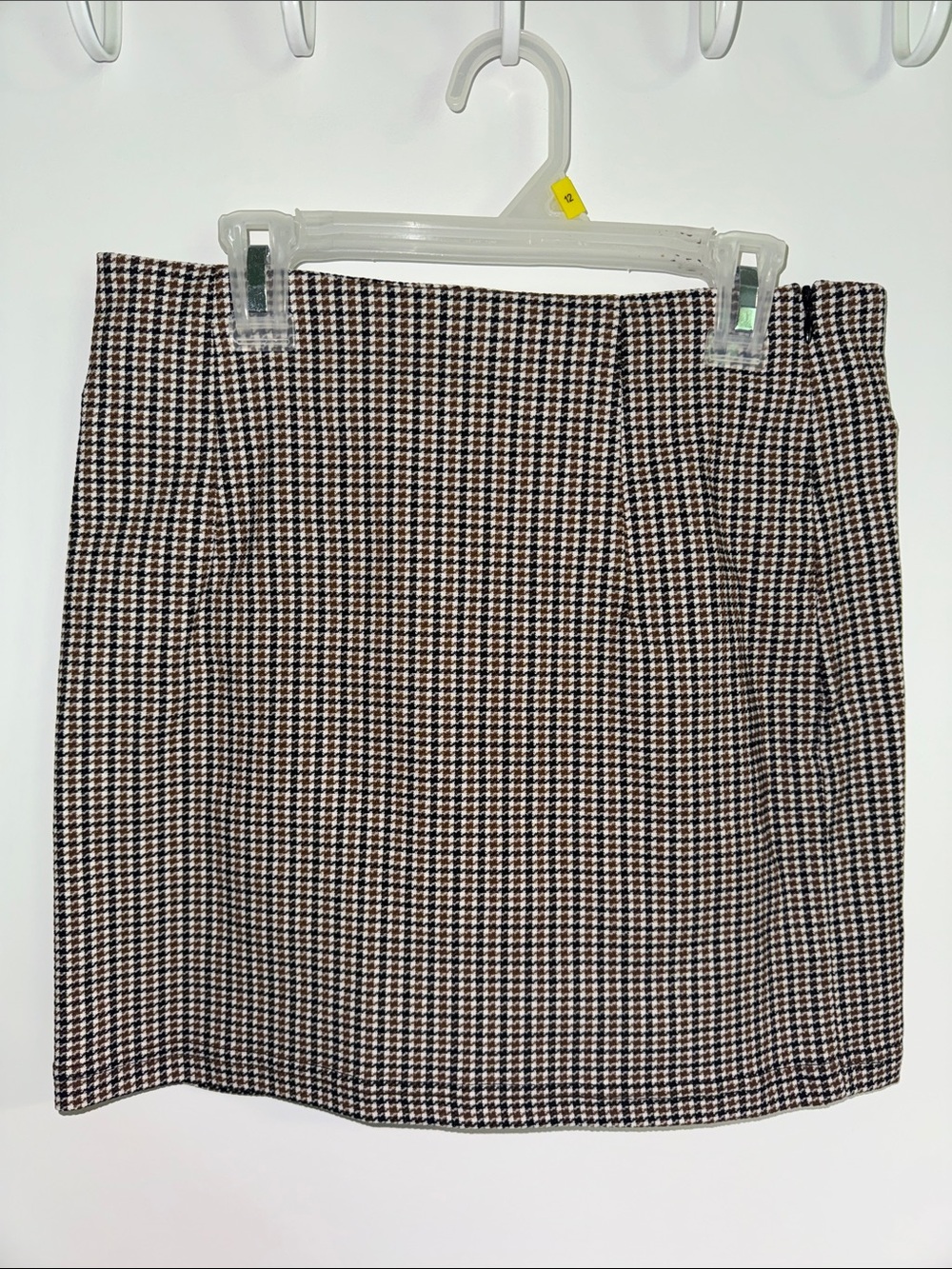 SHEIN Brown & Black Houndstooth Mini Skirt